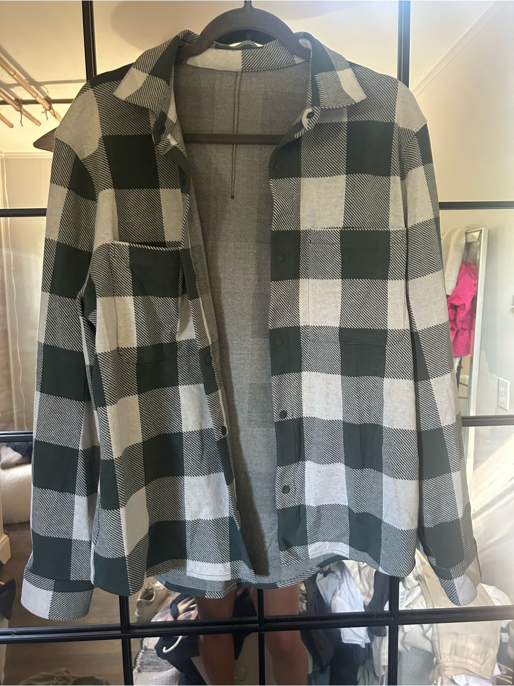 lululemon athletica Black and White Buffalo Plaid Shirt Jacket